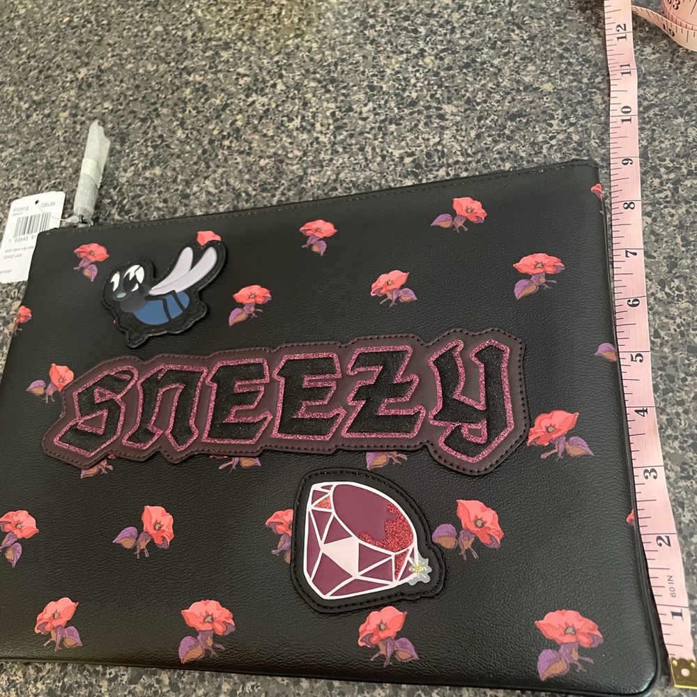 Coach x Disney Black Clutch with Pink Floral Design